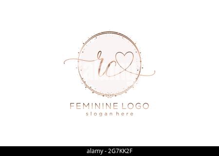 RC handwriting logo with circle template vector logo of initial wedding, fashion, floral and botanical with creative template. Stock Vector
