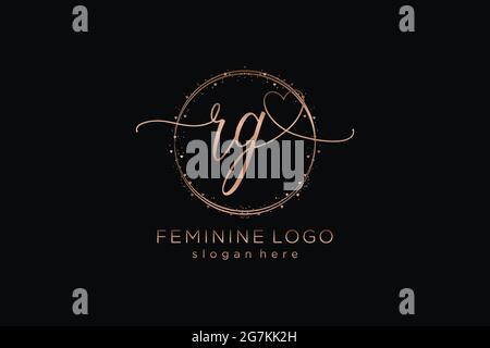 RG handwriting logo with circle template vector logo of initial wedding, fashion, floral and botanical with creative template. Stock Vector