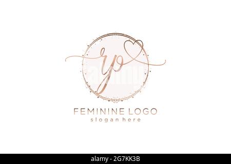 RP handwriting logo with circle template vector logo of initial wedding, fashion, floral and botanical with creative template. Stock Vector