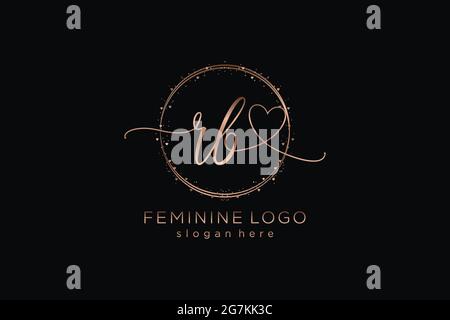 RB handwriting logo with circle template vector logo of initial wedding, fashion, floral and botanical with creative template. Stock Vector