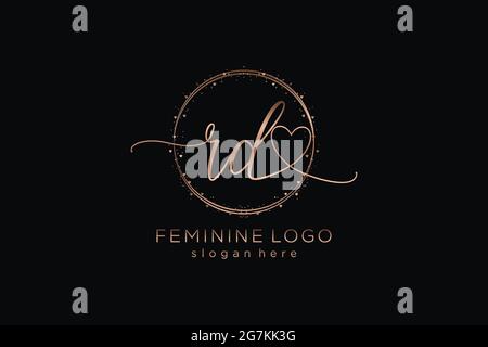 RD handwriting logo with circle template vector logo of initial wedding, fashion, floral and botanical with creative template. Stock Vector