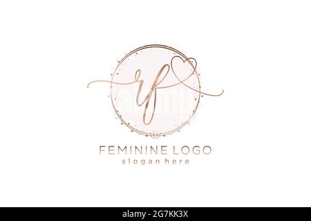 RF handwriting logo with circle template vector logo of initial wedding, fashion, floral and botanical with creative template. Stock Vector