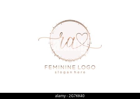 RA handwriting logo with circle template vector logo of initial wedding, fashion, floral and botanical with creative template. Stock Vector