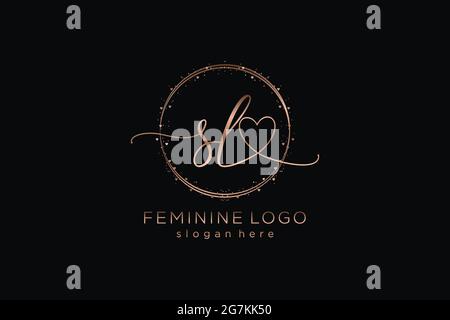 SL handwriting logo with circle template vector logo of initial wedding, fashion, floral and botanical with creative template. Stock Vector