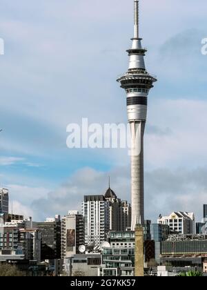 AUCKLAND, NEW ZEALAND - Jun 21, 2021: View of Auckland City with Skytower from College Hill road. Auckland, New Zealand - June 21, 2021 Stock Photo