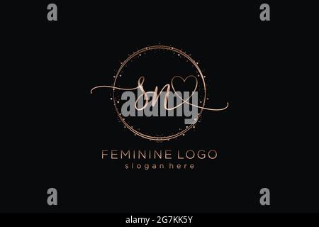 SN handwriting logo with circle template vector logo of initial wedding, fashion, floral and botanical with creative template. Stock Vector