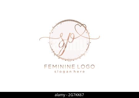 SP handwriting logo with circle template vector logo of initial wedding, fashion, floral and botanical with creative template. Stock Vector