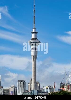 AUCKLAND, NEW ZEALAND - Jun 21, 2021: View of Auckland City with Skytower from College Hill road. Auckland, New Zealand - June 21, 2021 Stock Photo