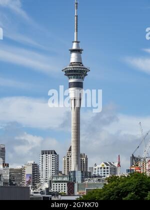 AUCKLAND, NEW ZEALAND - Jun 21, 2021: View of Auckland City with Skytower from College Hill road. Auckland, New Zealand - June 21, 2021 Stock Photo