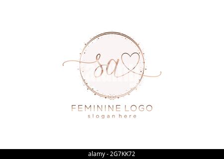 SA handwriting logo with circle template vector logo of initial wedding, fashion, floral and botanical with creative template. Stock Vector