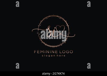 SI handwriting logo with circle template vector logo of initial wedding, fashion, floral and botanical with creative template. Stock Vector