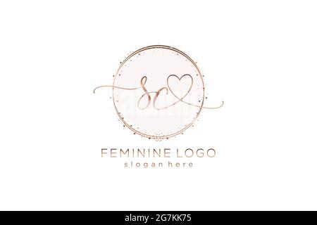 SC handwriting logo with circle template vector logo of initial wedding, fashion, floral and botanical with creative template. Stock Vector