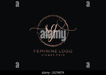SG handwriting logo with circle template vector logo of initial wedding, fashion, floral and botanical with creative template. Stock Vector