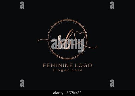 SB handwriting logo with circle template vector logo of initial wedding, fashion, floral and botanical with creative template. Stock Vector