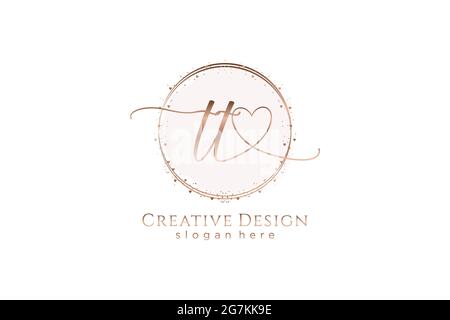TT handwriting logo with circle template vector logo of initial wedding, fashion, floral and botanical with creative template. Stock Vector
