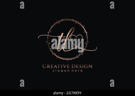 TL handwriting logo with circle template vector logo of initial wedding, fashion, floral and botanical with creative template. Stock Vector
