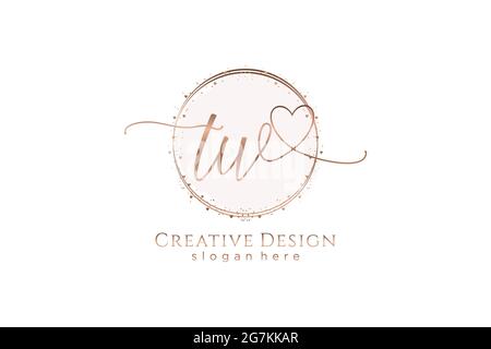TW handwriting logo with circle template vector logo of initial wedding, fashion, floral and botanical with creative template. Stock Vector