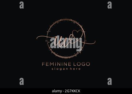 UV handwriting logo with circle template vector logo of initial wedding, fashion, floral and botanical with creative template. Stock Vector