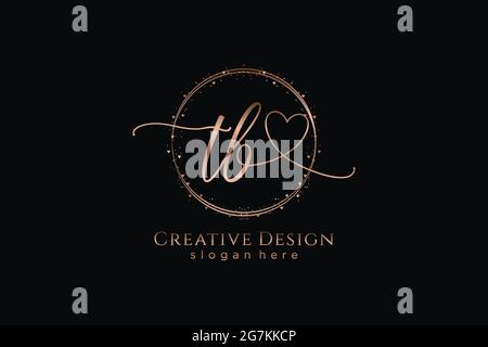 TB handwriting logo with circle template vector logo of initial wedding, fashion, floral and botanical with creative template. Stock Vector