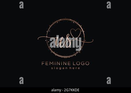 US handwriting logo with circle template vector logo of initial wedding, fashion, floral and botanical with creative template. Stock Vector