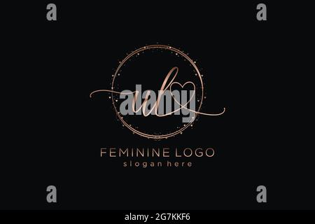 UL handwriting logo with circle template vector logo of initial wedding, fashion, floral and botanical with creative template. Stock Vector