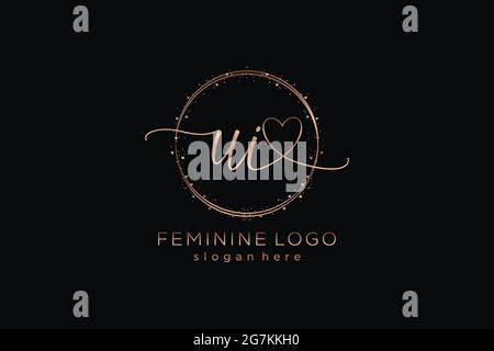 UI handwriting logo with circle template vector logo of initial wedding, fashion, floral and botanical with creative template. Stock Vector