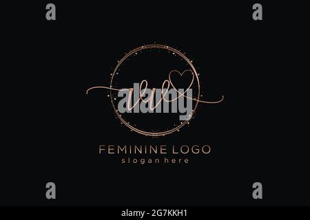 VV handwriting logo with circle template vector logo of initial wedding, fashion, floral and botanical with creative template. Stock Vector