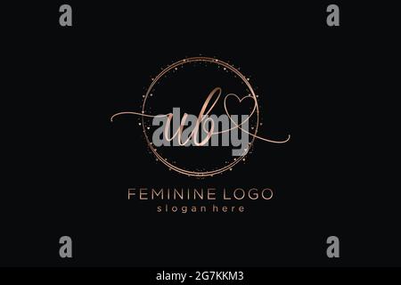 UB handwriting logo with circle template vector logo of initial wedding, fashion, floral and botanical with creative template. Stock Vector