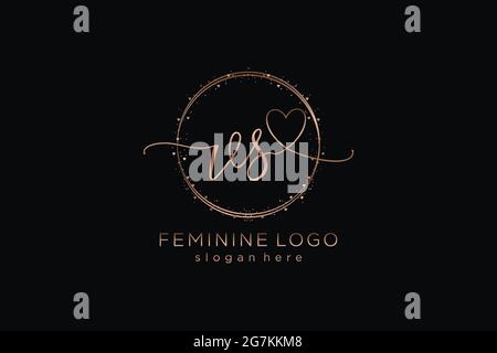 VS handwriting logo with circle template vector logo of initial wedding, fashion, floral and botanical with creative template. Stock Vector