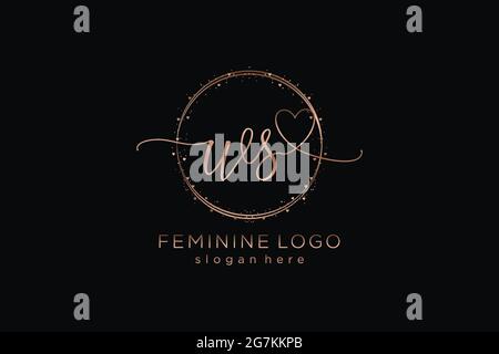 WS handwriting logo with circle template vector logo of initial wedding, fashion, floral and botanical with creative template. Stock Vector