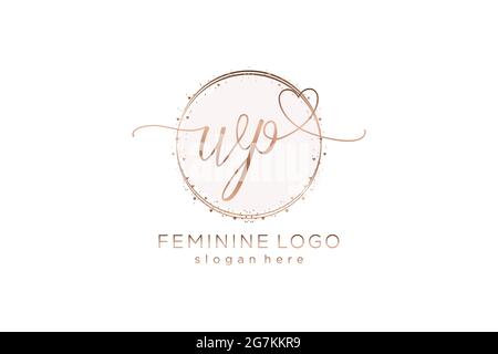WP handwriting logo with circle template vector logo of initial wedding, fashion, floral and botanical with creative template. Stock Vector