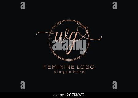 WG handwriting logo with circle template vector logo of initial wedding, fashion, floral and botanical with creative template. Stock Vector