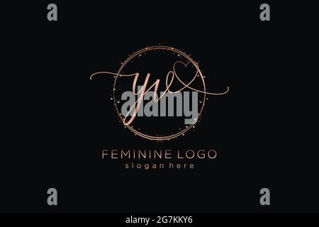 YV handwriting logo with circle template vector logo of initial wedding, fashion, floral and botanical with creative template. Stock Vector