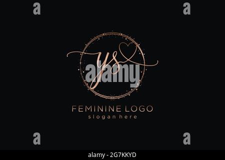 YS handwriting logo with circle template vector logo of initial wedding, fashion, floral and botanical with creative template. Stock Vector