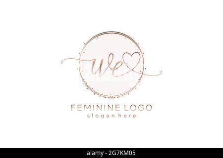 WE handwriting logo with circle template vector logo of initial wedding, fashion, floral and botanical with creative template. Stock Vector