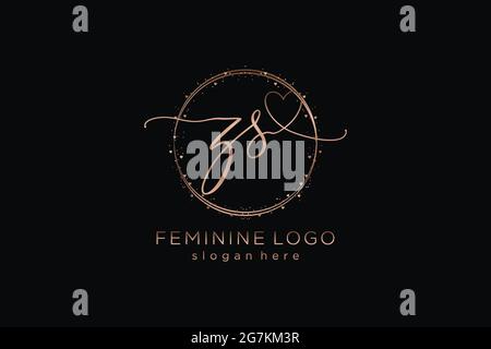ZS handwriting logo with circle template vector logo of initial wedding, fashion, floral and botanical with creative template. Stock Vector