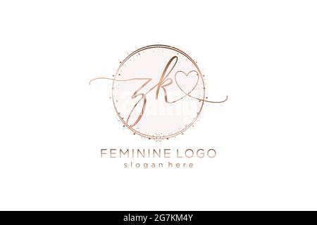 ZK handwriting logo with circle template vector logo of initial ...