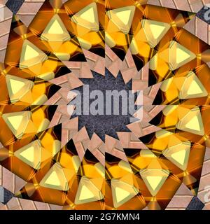 3D render of plastic colorfull background tile with imprinted kaleidoscope ornament Stock Photo