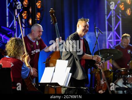 Cracow, Poland - July 10, 2021: Nigel Kennedy live at 26rd edition of the Summer Jazz Festival in Krakow Stock Photo