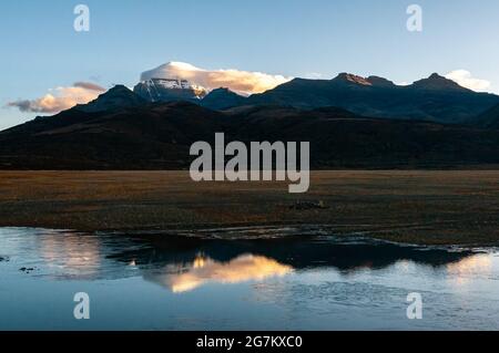 Sunrise for snow mountains of Mount Kailash Stock Photo
