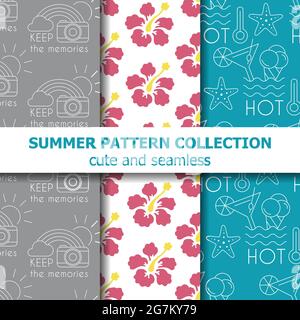Summer pattern collection . Summer banner. Vector Stock Vector