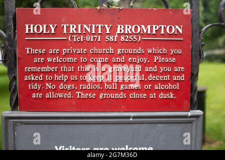 Holy Trinity Brompton church sign Stock Photo