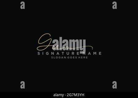 GU Letter Signature Logo Template elegant design logo Sign Symbol template vector icon Stock Vector