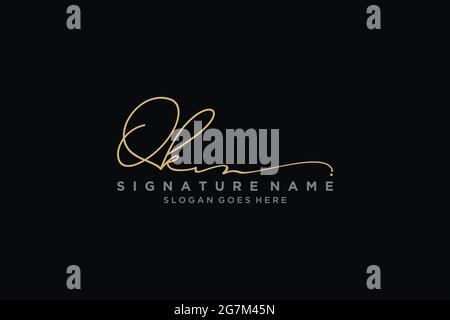 QK Letter Signature Logo Template elegant design logo Sign Symbol template vector icon Stock Vector