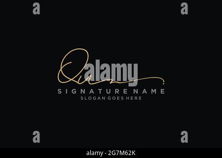 QU Letter Signature Logo Template elegant design logo Sign Symbol template vector icon Stock Vector
