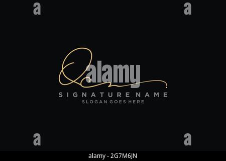 QC Letter Signature Logo Template elegant design logo Sign Symbol template vector icon Stock Vector