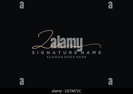 ZU Letter Signature Logo Template elegant design logo Sign Symbol template vector icon Stock Vector