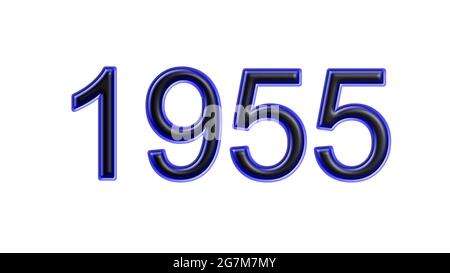 blue 1955 number 3d effect white background Stock Photo