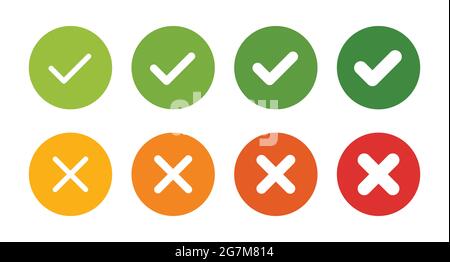 Accept and reject concept. Checkmark and cross icon symbol of right and wrong sign. Vector illustration Stock Vector