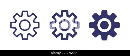 Setting gear icon vector illustration. Mechanism and cog wheel on white background. Stock Vector